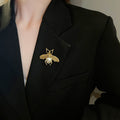 Vintage Bee Faux Pearl Alloy Brooch, Court Style Retro Light Luxury Animal Pin view 3