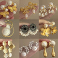 Copper Butterfly Faux Pearl Stud Earrings For Women Vintage Light Luxury Elegant Jewelry view 1