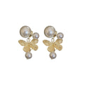 Copper Butterfly Faux Pearl Stud Earrings For Women Vintage Light Luxury Elegant Jewelry view 5