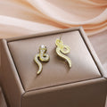 Elegant Gold Alloy Snake Shape Rhinestone Crystal Stud Earrings For Women Luxury Fashion Earrings view 2