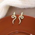 Elegant Gold Alloy Snake Shape Rhinestone Crystal Stud Earrings For Women Luxury Fashion Earrings view 4