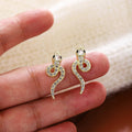 Elegant Gold Alloy Snake Shape Rhinestone Crystal Stud Earrings For Women Luxury Fashion Earrings view 3