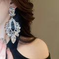 Chic Alloy Rhinestone Diamond Shape Waterdrop Stud Earrings For Women Light Luxury Statement Jewelry view 4