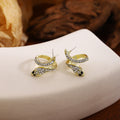 Elegant Rhinestone Serpent Wrap Alloy Studs, Luxury Snake Shape Jewelry For Women Earrings view 4