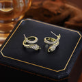 Elegant Rhinestone Serpent Wrap Alloy Studs, Luxury Snake Shape Jewelry For Women Earrings view 2