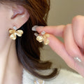 Light Luxury Copper Zircon Flower Stud Earrings For Women Korean Minimalist Fashion Jewelry view 1