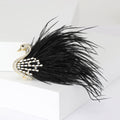 Copper Zircon Feather Swan Brooch Pin For Elegant Womens Apparel view 3