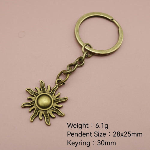 Zinc Alloy Simple Sun Keychain Bag Charm Gift