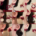 925 Sterling Silver Flocked Rhinestone Bow Pearl Stud Earrings Light Luxury Vintage For Autumn Winter view 2