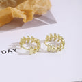 Style Alloy Leaf Vine Hoop Stud Earrings For Women Elegant Lightweight Forest Jewelry Earrings view 4