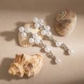 Elegant Luxury Vintage Alloy Rhinestone Flower Cluster Pearl Tassel Drop Stud Dangle Earrings view 2