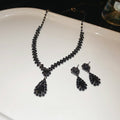 Rhinestone Waterdrop Alloy Necklace And Earrings Jewelry Set, Light Luxury Collarbone Style view 2