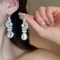 Alloy Rhinestone Waterdrop Necklace And Earrings Jewelry Set Elegant Light Luxury Collarbone Style view 4