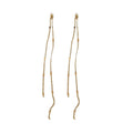Copper Zircon Geometric Tassel Drop Earrings Light Luxury Long Stud Earrings For Women view 5