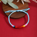 Ethnic Tibetan Textured Lu Lu Tong Braided Colorful Cord Adjustable Faux Miao Silver Bracelet view 4