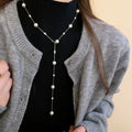 French Light Luxury Faux Pearl Geometric Round Sweater Necklace for Autumn Winter Fashion view 1