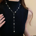 French Light Luxury Faux Pearl Geometric Round Sweater Necklace for Autumn Winter Fashion view 3