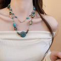 Ethnic Style Copper Artificial Stone Layered Beaded Sweater Necklace For Women view 3
