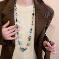Ethnic Style Copper Artificial Stone Layered Beaded Sweater Necklace For Women view 4