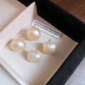French Light Luxury Geometric Matte Faux Pearl Stud Earrings With Silver Pins For Women view 1