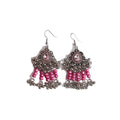 Vintage Rhinestone Bell Beaded Dangle Earrings, Heavy Bohemian Ethnic Statement Jewelry view 5