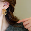 Gold Plated Copper Firework Tassel Drop Earrings With Silver Pins Light Luxury Round Fashion Jewelry view 3