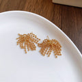 Gold Plated Copper Firework Tassel Drop Earrings With Silver Pins Light Luxury Round Fashion Jewelry view 2