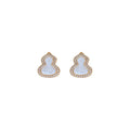 Copper New Chinese Gourd Zircon Stud Earrings With Enamel Drip Oil Geometric Light Luxury Style view 5