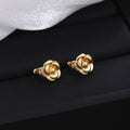 Elegant French Style Gold Alloy Camellia Flower Huggie Hoop Ear Cuffs For Women Light Luxury Earrings view 4