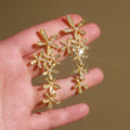 European Style Tassel Floral Drop Earrings For Women, Elegant French Forest Dress Jewelry view 1