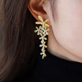 European Style Tassel Floral Drop Earrings For Women, Elegant French Forest Dress Jewelry view 3