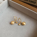 Real Gold Plated Copper Cross Ball Stud Earrings With Silver Posts, Minimalist Light Luxury Jewelry view 4