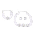 Elegant Black Rectangle Zircon Rhinestone Faux Pearl Cluster Stud Earrings For Women Wedding Earrings view 5