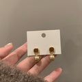 Light Luxury French Style Enamel Square Pearl Zircon Stud Earrings With Silver Posts view 2