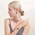 Luxury Oval Green Crystal Rhinestone Faux Pearl Halo Studs For Women Elegant Fashion Jewelry Statement Earrings view 1