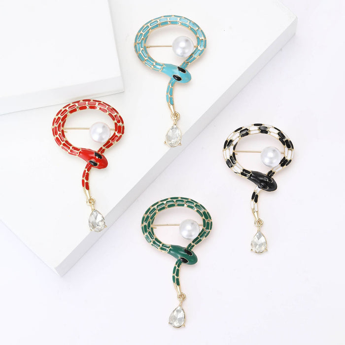 Alloy Enamel Snake Brooch Pin For Suits Cardigans And Coats