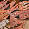 Korean Light Luxury Alloy Rhinestone Bow Stud Earrings With Silver Needle Posts view 1