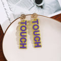 Creative Acrylic Touchdown Letter Football Drop Dangle Rhinestone Statement Women's Earrings view 3