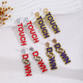 Creative Acrylic Touchdown Letter Football Drop Dangle Rhinestone Statement Women's Earrings view 1