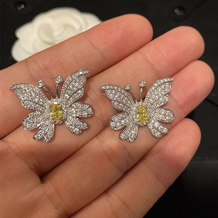 Creative Butterfly Stud Earrings For Women, Delicate Light Luxury Sweet Fashion Jewelry
