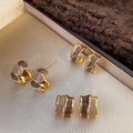 Light Luxury Alloy C Shape Contrast Enamel Stud Earrings With Silver Pins view 1