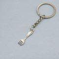 Metal Fork Keychain Bag Charm Key Ring Gift view 1