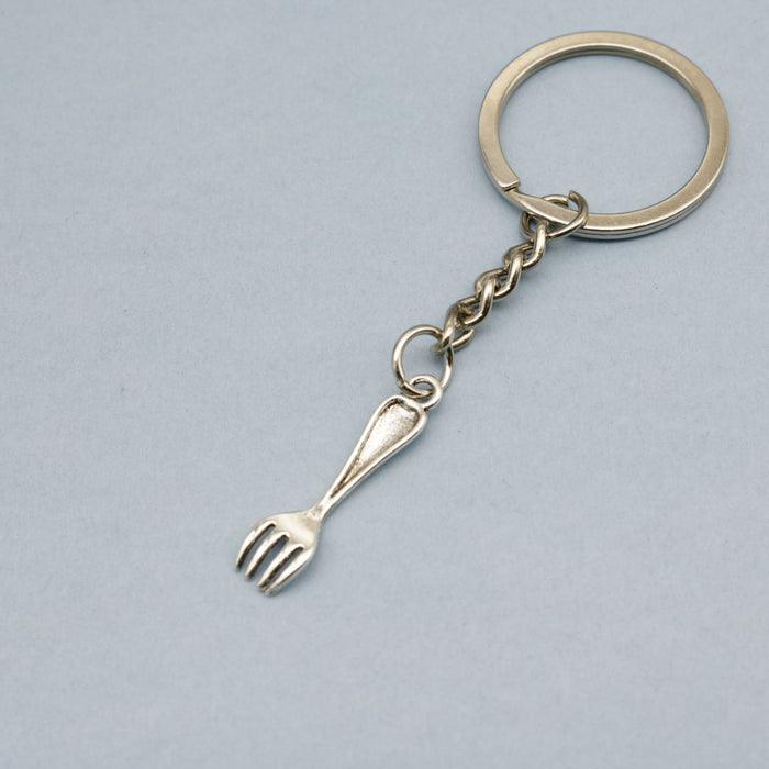 Metal Fork Keychain Bag Charm Key Ring Gift