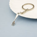 Metal Fork Keychain Bag Charm Key Ring Gift view 3