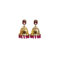 Vintage Ethnic Gold Alloy Hollow Bell Jhumka Drop Earrings With Rhinestone Studs And Beaded Tassel Earrings view 5