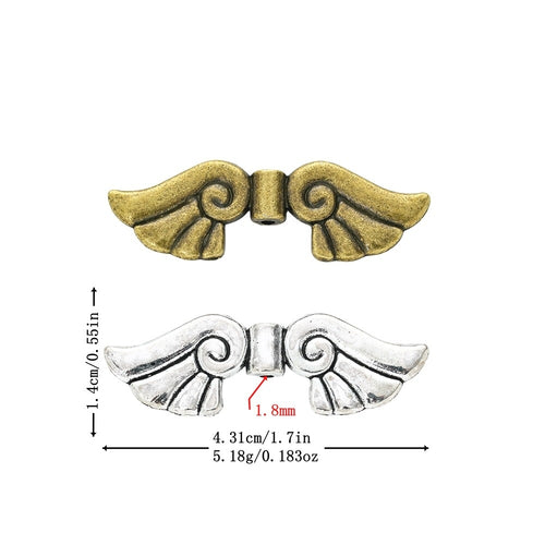 Vintage Zinc Alloy Pierced Wing Spacer Beads For DIY Bracelet Necklace Jewelry Accessories – Antique Bronze