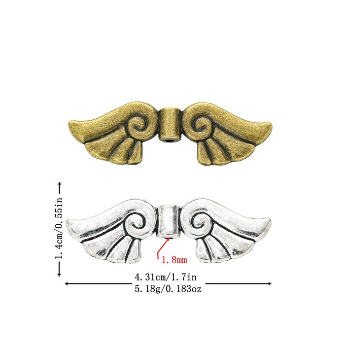 Vintage Zinc Alloy Pierced Wing Spacer Beads For DIY Bracelet Necklace Jewelry Accessories – Antique Bronze