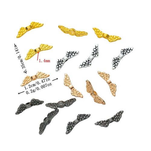 Vintage Zinc Alloy Pierced Wing Spacer Beads For DIY Bracelet Necklace Jewelry Accessories
