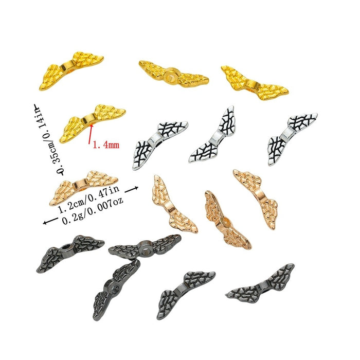 Vintage Zinc Alloy Pierced Wing Spacer Beads For DIY Bracelet Necklace Jewelry Accessories