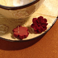 Vintage Luxury Red Velvet Double Layer Flower Alloy Needle Statement Stud Floral Party Earrings view 3